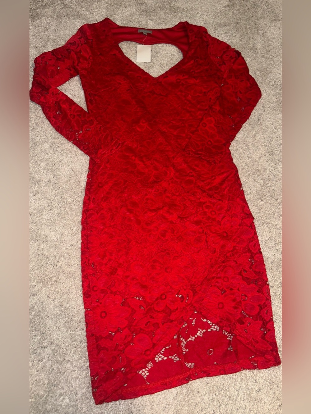 Charlotte Russe Red Lace Long Sleeve Bodycon Dress - NWT - size small